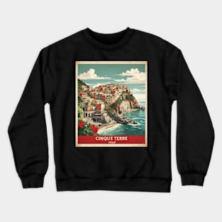 Cinque Terre Italy Vintage Tourism Travel Poster Crewneck Sweatshirt